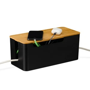 Kabelbox Steckdosenbox Kabelmanagement Box Kabelsammler Kabelversteck schwarz - Afbeelding 1 van 9