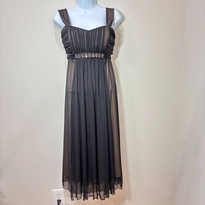 Connected Y2K Black Mesh Babydoll Dress 10 Midi Flowy Whimsigoth Dark Fairy - Image 1 of 4