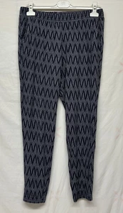 H&M Women's - Black / Grey - Geometric Zig Zag Print Joggers Leggings - UK M - Picture 1 of 15