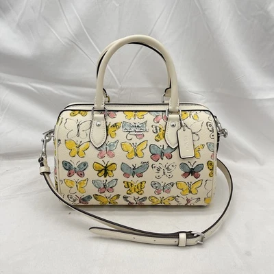 Coach Womens Rowan Satchel Bag W Butterfly Print Canvas CAK07 Chalk Multi - Image 1 of 4