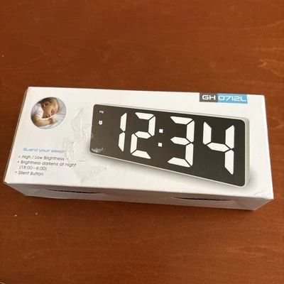 Big Digital LED Clock - GH0712L - NEW High Low Brightness Silent Button - Image 1 of 4