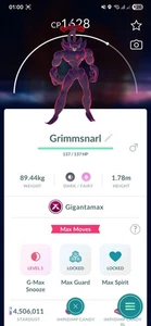 Pokémon Gigantamax Grimmsnarl Tr@de GO - Imagen 1 de 1