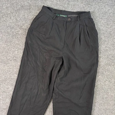 VTG Lauren Ralph Lauren Womens 10 Wool Pants Black Pleated High Waist USA Made - Image 1 of 4