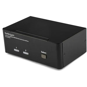 StarTech.com Dual Monitor DisplayPort KVM Switch - 2 Port - USB 2.0 Hub - Audio - Picture 1 of 5