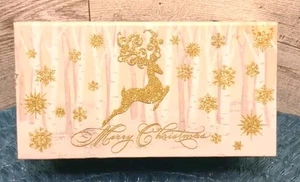 Gold Reindeer Snow Music Box Christmas Gift Card Punch Studio Soap 17164 EMPTY - Picture 1 of 11