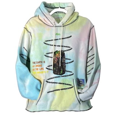 ADVISORY BOARD CRYSTALS Planet Saving TIE-DYE HOODIE SWEATSHIRT Guess Collab LG - Image 1 of 4