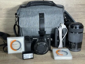 Kit de cámara digital Sony Alpha A6000 24,3 MP 16-50 mm 55-210 mm Lentes Bolsa Cargador - Imagen 1 de 24