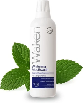 Waken Whitening Mouthwash with Added Fluoride Prevents Enamel Stains 500ml