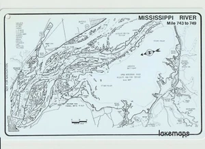 Vintage Lakemaps Waterproof Plastic Map - Mississippi River Mile 743 to 749 - Picture 1 of 1