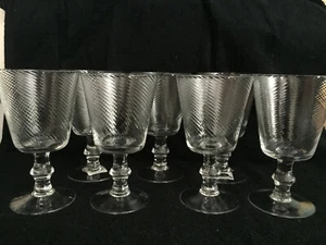 x7 New 2004 TAG LTD Thin Ribbed Swirl Beehive Glass Water Wine Goblets 6" High - Picture 1 of 5