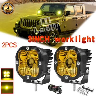 Par de luces antiniebla LED láser de 3" haz combinado ámbar para Toyota Tacoma Tundra 4Runner Foto 1 de 4