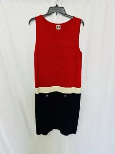 Anne Klein Colorblock Dress Patriotic Red White Blue Sleeveless Womens Large - Picture 1 of 6