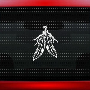 Feather #2 Native American Car Decal Window Sticker Wolf Bear Paw (20 COLORS!) - Picture 1 of 1