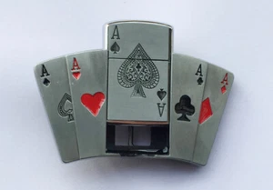 Hombres Mujeres Aleación 5A Poker Series As Of Spade Juego Encendedor Retro Hebilla de Cinturón - Imagen 1 de 7