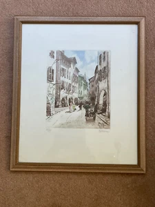 ANNECY France Rue St Claire 1933 signed Limited Ed Hand Tinted Lithograph Print - Picture 1 of 8