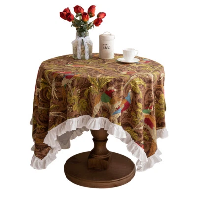 1PC Ethnic Retro Canvas Tablecloth Phoenix Pattern Ruffled Table Runner Cloth - Image 1 of 4