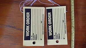 20x BRADY Work Order Tags. material: hard paper with twine - Picture 1 of 1