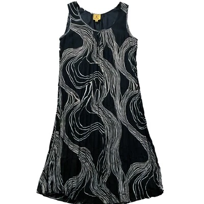 Kasper Womens Dress size Small Black Tan Pullover Pleated A-Line Tank Lined - Image 1 of 4