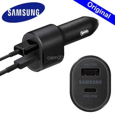 Cargador de coche de carga rápida para Samsung 45W adaptador de doble puerto cable PD S20 + Foto 1 de 4