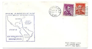 US 1960 First Flight Cover FAM 5 Newark NJ to Brasilia Brazil Pan-American F5-24 - Picture 1 of 2