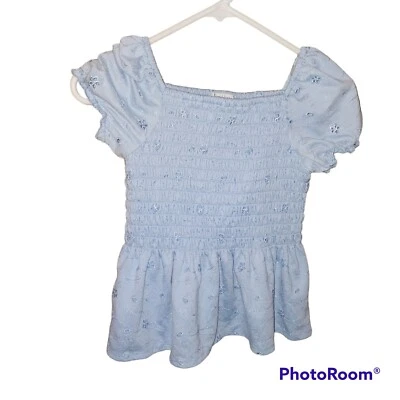 Speechless Kids Blue Smocked Top Size L - Image 1 of 3