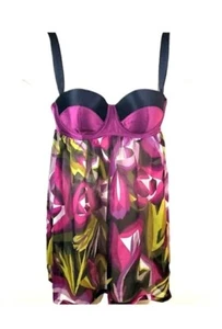 Missoni for Target Multicolor Floral Sheer Bra Top Satin Babydoll Nightie Sz M - Picture 1 of 5