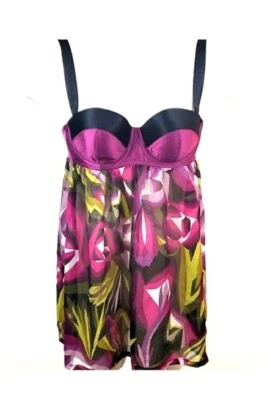 Missoni for Target Multicolor Floral Sheer Bra Top Satin Babydoll Nightie Sz M - Image 1 of 4