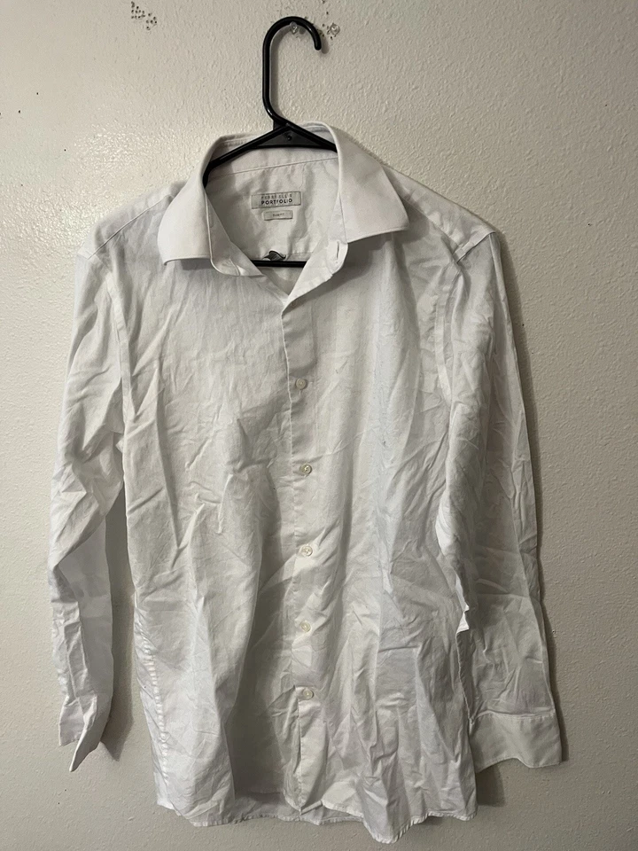 Perry Ellis Portfolio Men’s Long Sleeve White Slim Fit Shirt Button Down 15.5 - Image 1 of 4