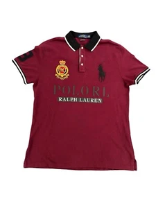 Polo Ralph Lauren Burgundy and Black Polo-Shirt No.3 Men’s Size Large - Picture 1 of 8