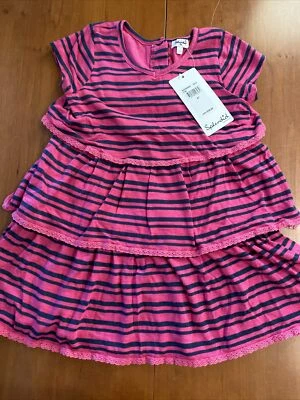 Splendid NWT Pink/Blue Stripe Tiered Lace Edged Dress-4T - Image 1 of 4