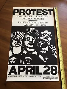 Manifesto di protesta vintage 1973 San Francisco comitato di azione sindacale unito anni '70 - Foto 1 di 4