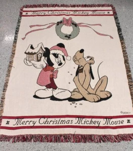 Disney Feliz Navidad Mickey Mouse Plutón Tapiz Manta 48 x 66 - Imagen 1 de 9