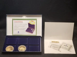 2-AMERICAN MINT-FORT KNOX/SUTTERS MILL-24k GOLD LAYERED VAULT COINS+ DISPLAY BOX - Picture 1 of 12