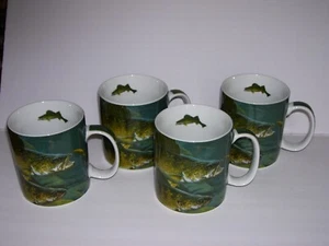 NUEVO Juego de 4 tazas de café reflectantes arte pescadores - Imagen 1 de 4
