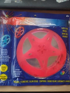 Disco Volador Resplandor REUTILIZABLE incluye 5 varillas resplandecientes Disco Rojo - Imagen 1 de 4