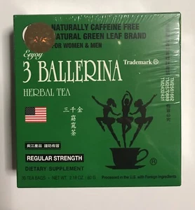 Authentic 3 Ballerina DIETERS DRINK Regular Strength Diet Slim Tea 30 Tea bags - Picture 1 of 4