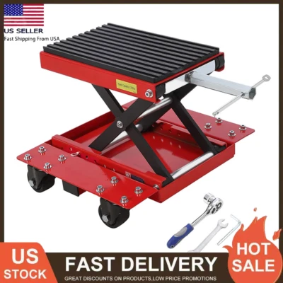 Motorcycle Lift Jack, 1200 LBS Transmission Scissor Jack with Wide Deck & Dolly - Image 1 of 4