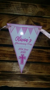 Personalised GIRLS Christening / Baptism / Naming Day Party BUNTING Banner - Picture 1 of 1