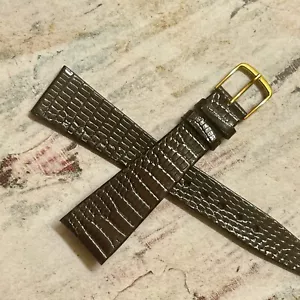 JB Champion braun konisch geformte echte Eidechse 20 mm Vintage Uhrenband 1960er Jahre Neu aus altem Lagerbestand - Bild 1 von 5