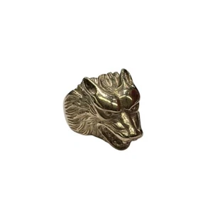 9ct 9K Yellow Gold Wolf Head Men’s Ring Size V1/2. Brand New - Picture 1 of 12
