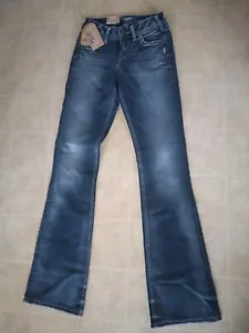 Pantalones de mezclilla fluidos plateados Suki para mujer talla 24/33 bota tiro medio azul lavado oscuro NUEVO - Imagen 1 de 4