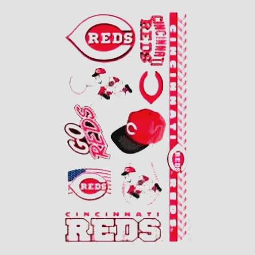 Cincinnati Reds Temporary Tattoo Team A Sheet of Tattoos with Team Logo - Image 1 of 1