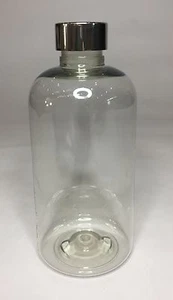 Empty 100ml Plastic Clear Boston Bottles & Shiny Silver Screw On Cap ANY AMOUNT - Picture 1 of 1