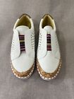 Womens Loafers White with Elastic Daily Walkers Casual Sneakers Cork size 6
