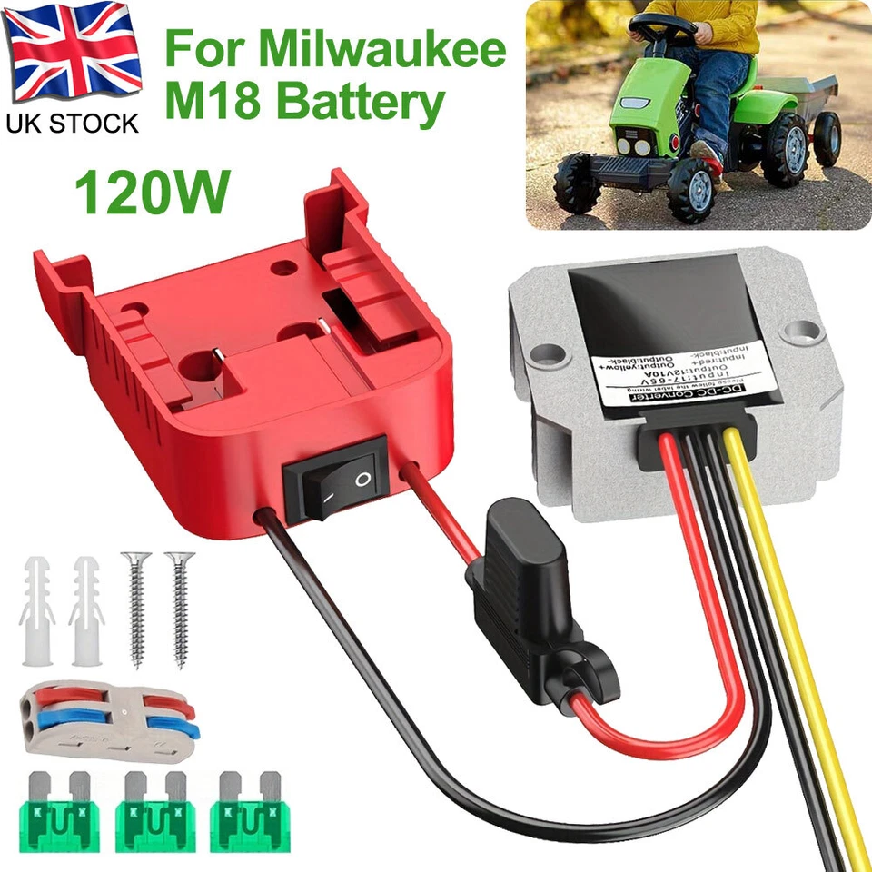 18V to 12V Step-Down Converter for Milwaukee M18 Battery Adapter 10A DC 12V 120W