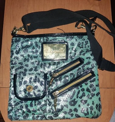 Bolso Bandolera Pequeño BETSEYVILLE Estampado Animal Azul Teal Lentejuelas Foto 1 de 2