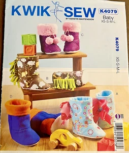 2014 Kwik Sew K4079 Fashionable Toddler Boot Slippers Sizes XS 5"- Large 7" FF - Picture 1 of 6