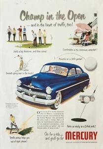1950 Mercury Ford Motor Company Vintage Ad Champ in the Open Blue Car - Picture 1 of 1