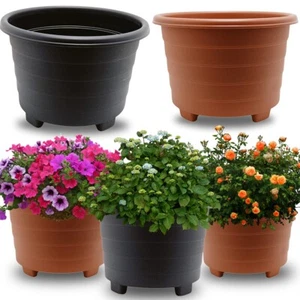 Large Plastic Round Planter With Feet Indoor Outdoor Garden Flower Plant Pot - Picture 1 of 37