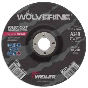 Scheibe Typ 27 Schleifen Fast Cut Schleifen 6"x1/4" WEILER Wolverine niedergedrückt - Bild 1 von 4